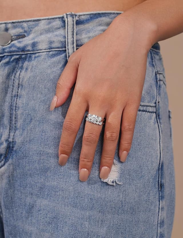 Thumbnail 4 de IMOLOVE Moissanite Wedding Band Size 4-11 💍