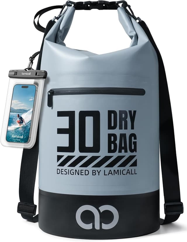 Detalle de Lamicall Dry Bag Waterproof 30L (Grey) with IPX8 phone pouch