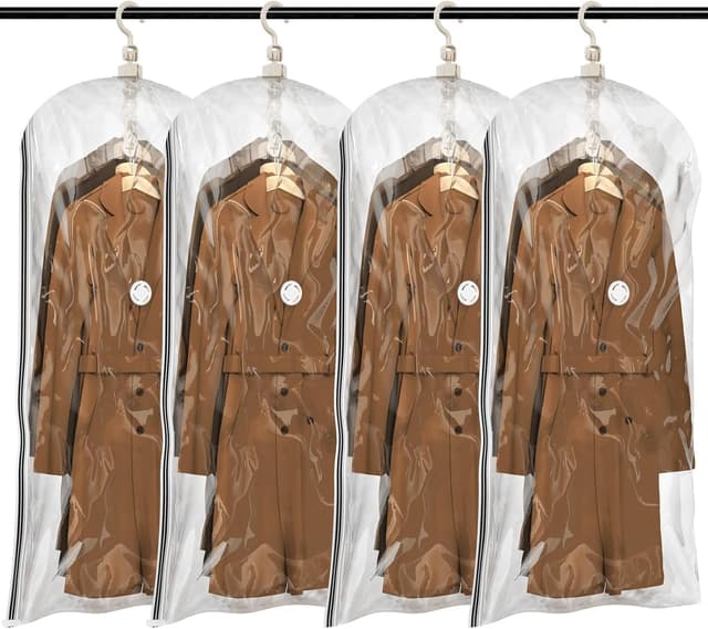 Detalle de TAILI Vakuumbeutel für Kleidung hängend (4 Jumbo) mit Kleiderhaken – vakuumierbare Aufbewahrung für Jacken, Anzüge & Mäntel