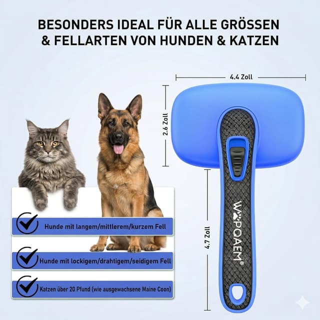 Thumbnail 4 de Hundebürste für Unterwolle Ein-Klick blau