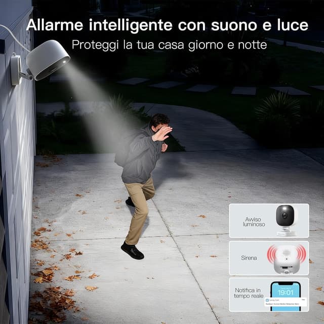 Detalle de VIM TAG 2,5K Telecamera Wi‑Fi interna/esterna con faro, allarme e audio bidirezionale (4PCS)