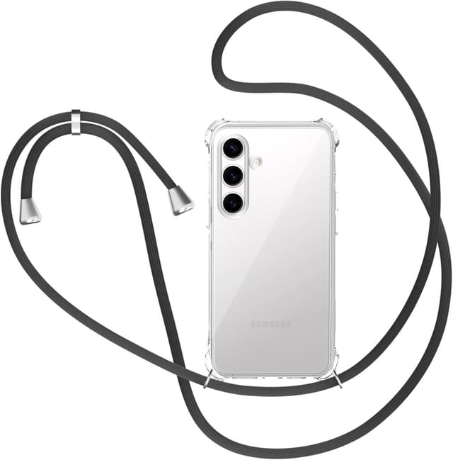 Detalle de XTCASE Coque transparente avec tour de cou et cordon pour Samsung Galaxy S25 5G (TPU) – Noir