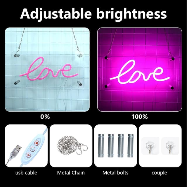 Detalle 2 de LOVE-Neonschild USB, doppelschichtiges Acryl