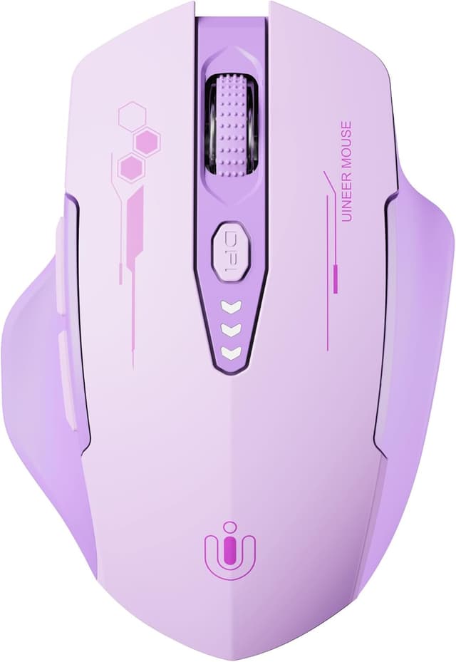 Detalle de Uineer Bluetooth Maus Tri-Mode (BT 5.0/4.0 + 2,4 GHz) mit sichtbarer Batteriestufe, 4 DPI, rosa