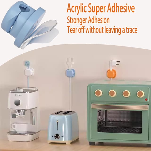 Detalle de Chuainxin Kabelorganizer-Set mit 6 drehbaren, selbstklebenden Kabelhaltern und Klettband