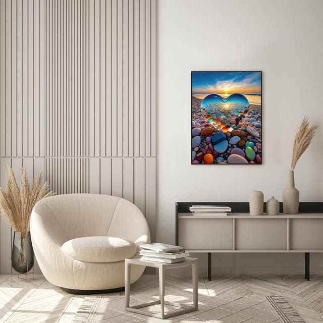 Detalle de Jozutoyz Puzzle 1000 Teile: Herz mit Kieselsteinen & Strandmotiv für Erwachsene