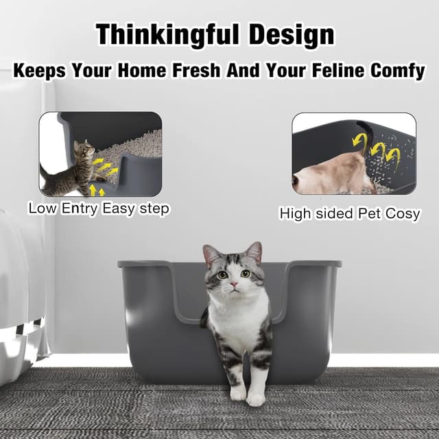 Detalle 2 de Suhaco High Sided Cat Litter Tray 49 x 42 x 22 cm 🐱