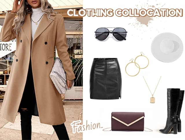 Thumbnail 5 de Danedvi Womens Long Double-Breasted Pea Coat