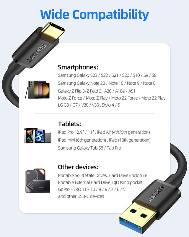Thumbnail 6 de Câble USB C court SUNGUY 0,3 m 10 Gbps (USB 3.1 Gen 2) pour charge rapide