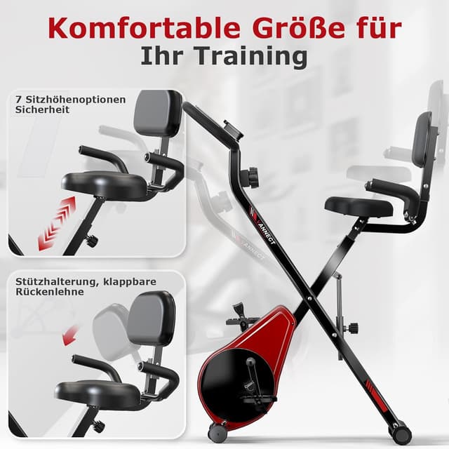 Detalle de vannect Heimtrainer Fahrrad klappbar mit 16 Stufen Magnetwiderstand, Pulssensor & LCD