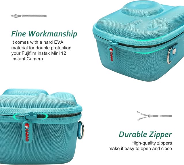 Detalle de XANAD Hart Schutz Hülle für Instax Mini – Etui mit Schultergurt (grün) passend für Mini 13/12/11/9/…