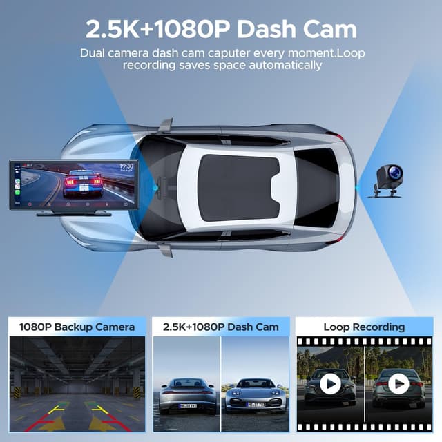 Thumbnail 2 de Topexplore 9.26" CarPlay Screen with 2.5K Dash Cam