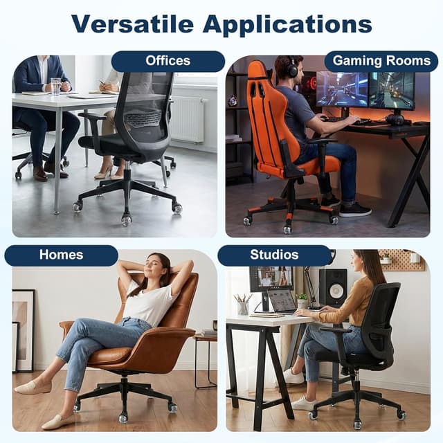 Thumbnail 6 de Carehabi lot de 5 roulettes pivotantes pour chaise de bureau 11 x 22 mm, rotation 360°