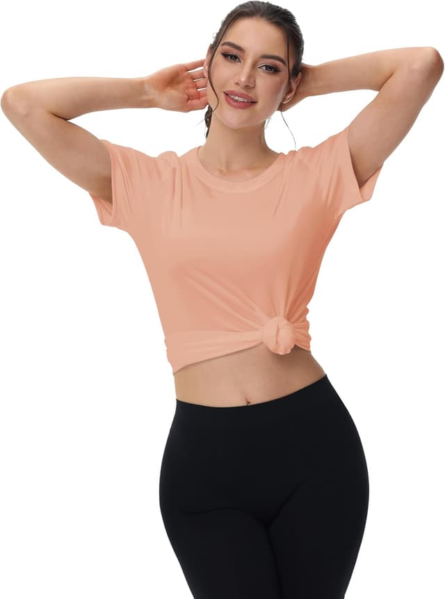 Detalle de MAGCOMSEN women’s short sleeve quick-dry UPF 50+ running & workout T-shirt