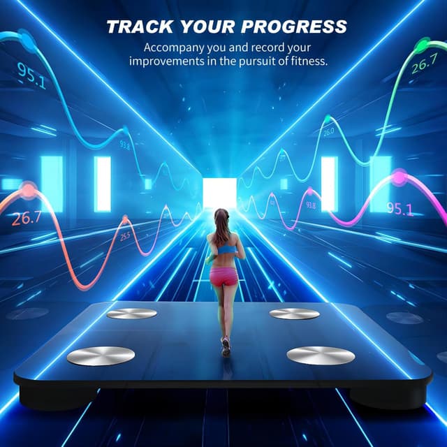 Detalle de Digitale Körperfettwaage Personenwaage mit App und Bioimpedanz (bis 180 kg) – 28×28 cm