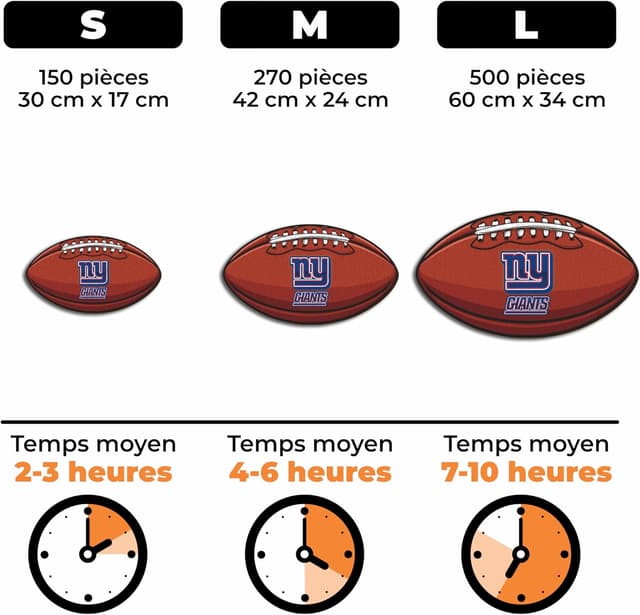 Detalle de Iconic Puzzles New York Giants – Puzzle en bois 270 pièces (taille M), logo NFL sous licence officielle