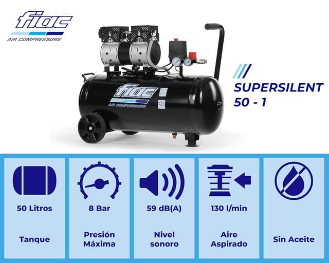 Thumbnail 1 de FIAC SUPERSILENT 50 compresor móvil silencioso 50 L