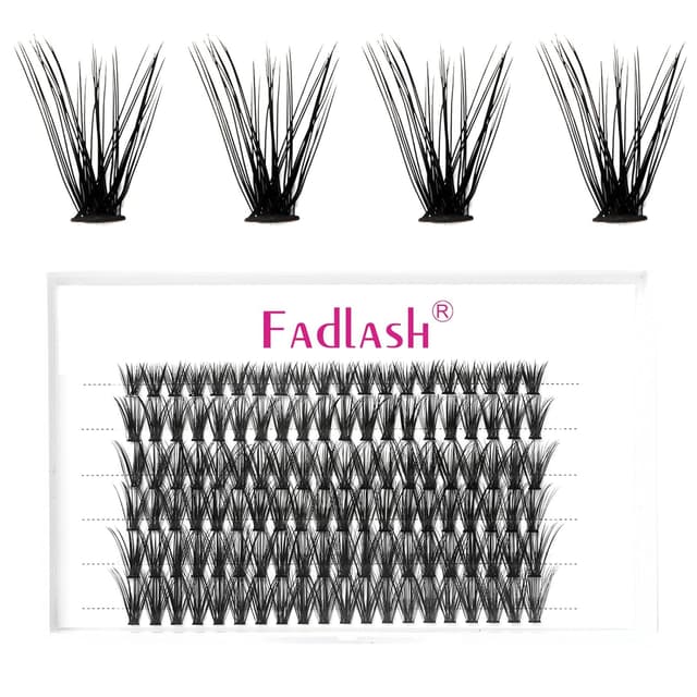 Detalle de Fadlash Cluster Wimpern (40 Wurzel) D Curl 0,07 mm – 12 mm, mittlere Länge, 120 pcs für DIY