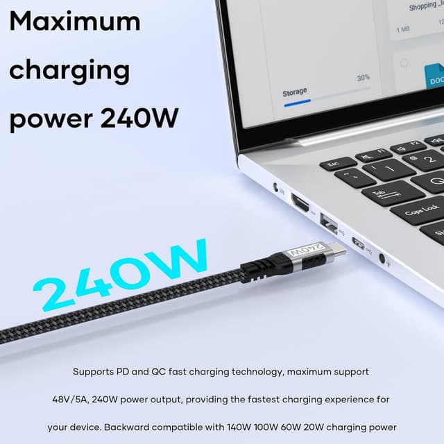 Detalle 2 de woednx USB-C to USB-C 5M 240W cable