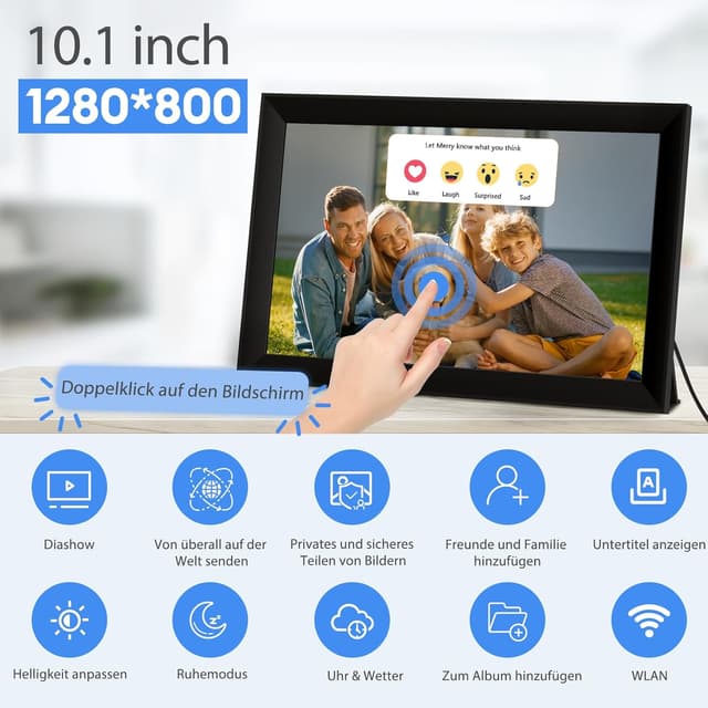 Detalle 2 de Frameo Digitaler Bilderrahmen WLAN 10,1 Zoll (1280×800, IPS Touch) mit 32 GB
