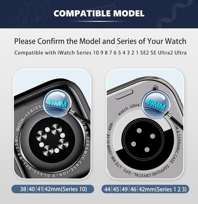 Detalle 2 de BINLUN oil wax leather & silicone hybrid Apple Watch strap (38mm–42mm, compatible models)