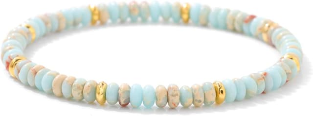 Detalle de JENCVNL Perlenarmband für Frauen mit 4 mm Kaiserstein – elastisches Naturstein-Armband für viele Anlässe