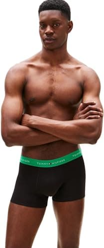Detalle 2 de Tommy Hilfiger Calzoncillos bóxer bóxer pack de 3 hombre Trunks con logotipo en la cintura, multicolor (XL)