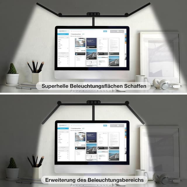 Detalle de Asstikoo LED-Schreibtischlampe dimmbar, 24 W, faltbar und klemmbare Monitorlampe fürs Homeoffice