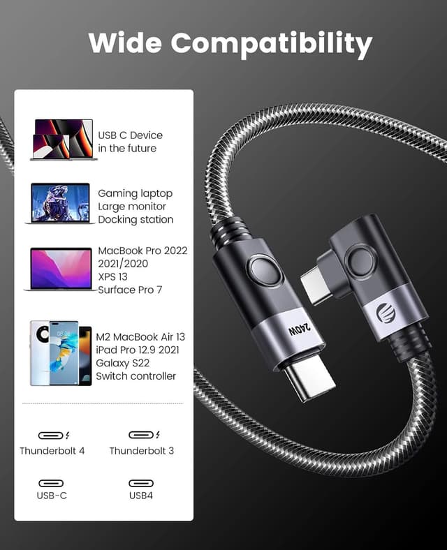 Thumbnail 6 de Câble ORICO 40Gbps USB 4 / Thunderbolt 4 (240W PD 3.1) 0,5 m pour charge et vidéo 4K 60 Hz