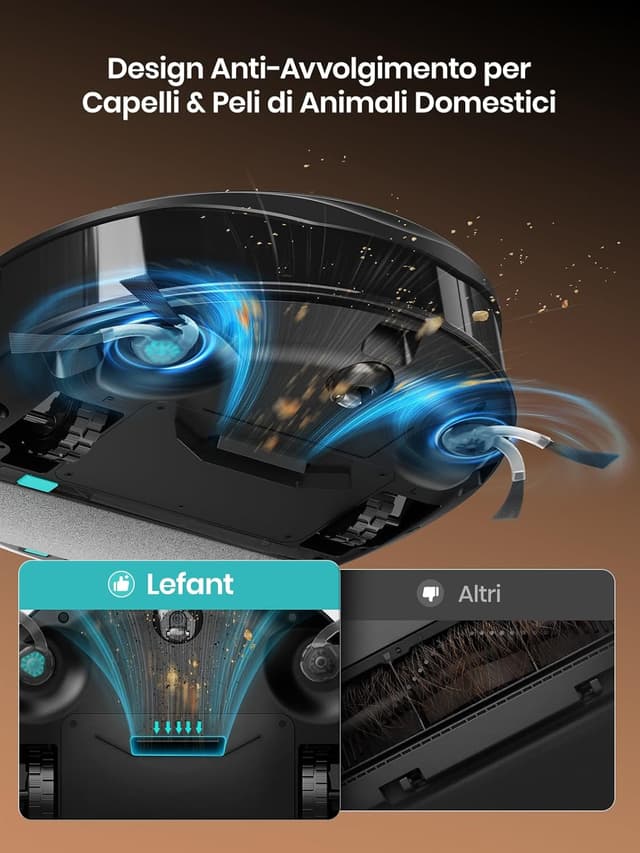 Detalle 2 de Lefant M210PRO OMNI robot aspirapolvere e lavapavimenti con mappatura, laser dToF e autopulizia rullo