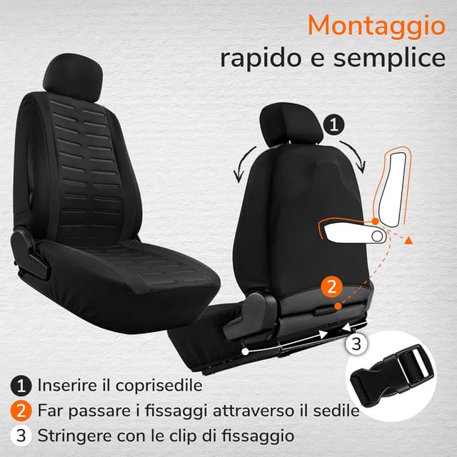 Thumbnail 6 de Upgrade4cars Coprisedili Anteriori Set Versione 2026 universali in nero (4 pezzi)