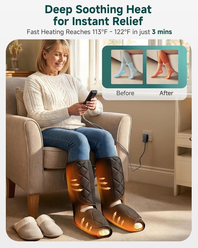 Detalle de Snailax Leg Massager with Heat and Compression for Calves and Feet