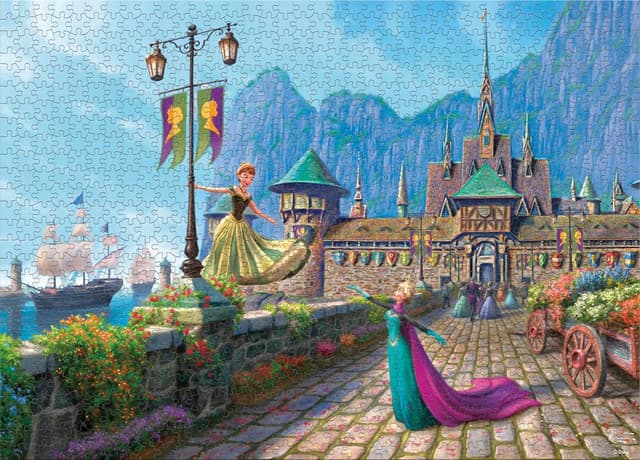 Detalle de Ceaco Thomas Kinkade Disney Frozen Celebration in Arendelle 1000-Piece Jigsaw Puzzle