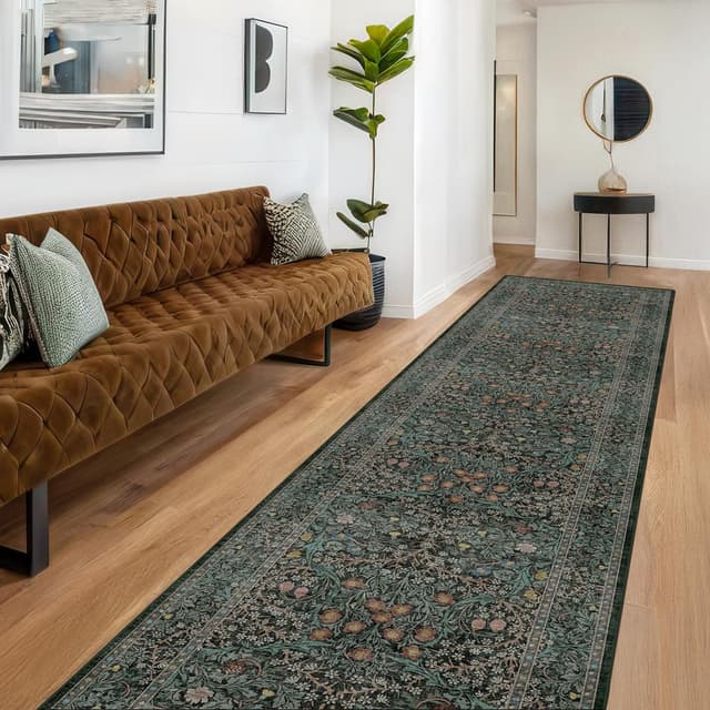 Detalle de Hazo Haus Dark Green Runner Rug 3x12