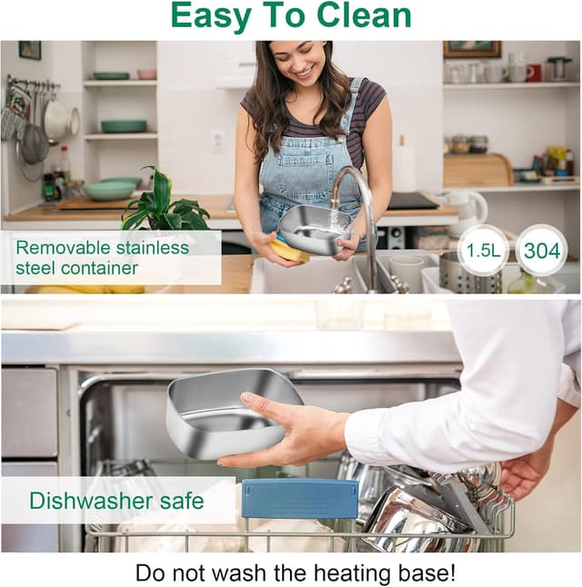 Detalle de Gentre Lunch Box Elettrico portatile 4 in 1 con scaldavivande 1,5 L (12V/24V/220-240V) in acciaio inox