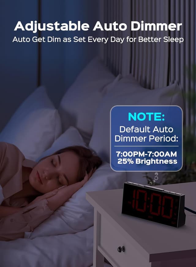 Detalle de GOLOZA Digital Alarm Clock for Bedrooms with Dual Alarms, 4-Level Brightness & USB Port