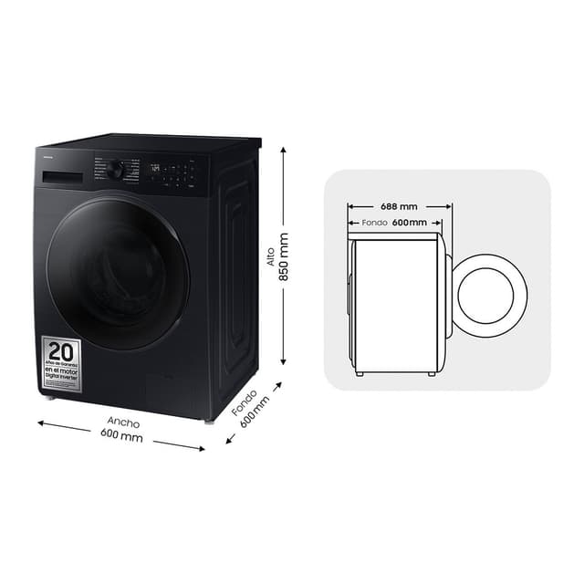 Detalle de Samsung WD11DG5B15BBEC lavadora secadora 11 kg