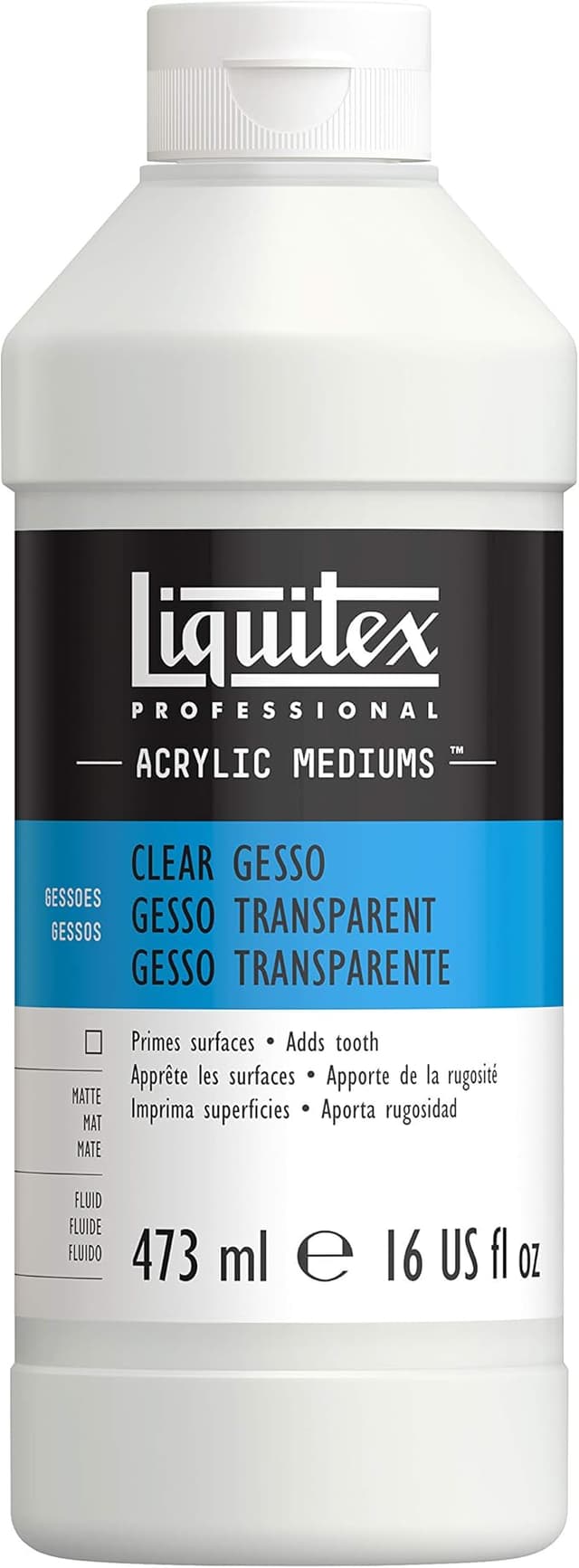 Detalle de Liquitex Gesso Transparente Profesionales 473 ml 🎨