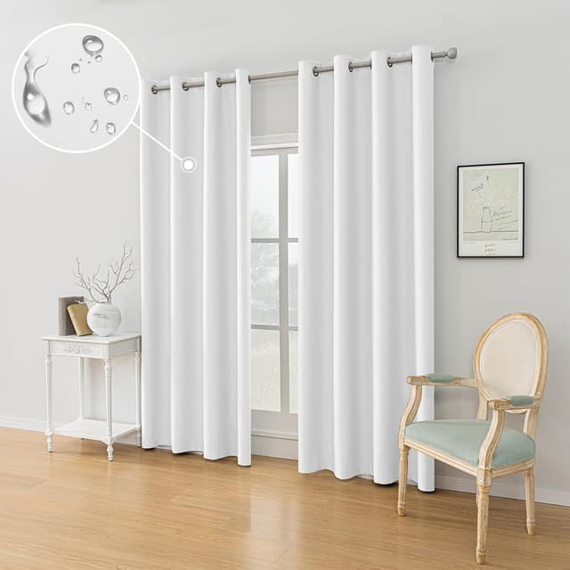 Detalle de Ystyle Rideau occultant imperméable isolant thermique et phonique (lot de 2) 140 x 260 cm, blanc