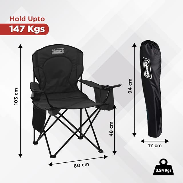 Detalle de Coleman Portable Camping Chair with 4-Can Cooler, Cushioned Seat & Back