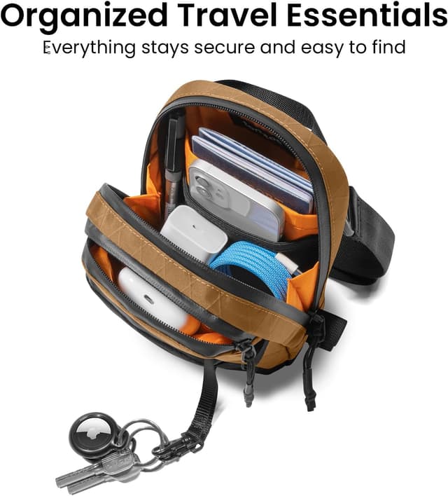 Detalle 2 de tomtoc Travel Crossbody Bag RFID Blocking – lockable anti-theft sling organiser (X-Pac VX21)