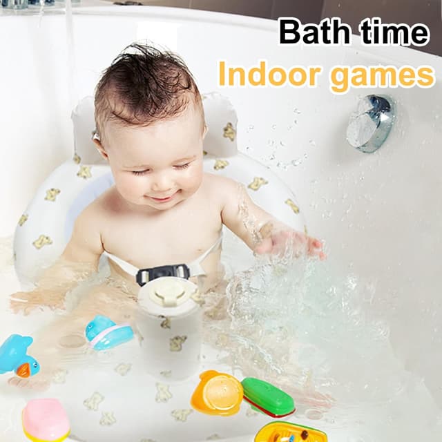 Detalle de IOPJLK aufblasbarer Baby-Sitz mit Gurt, für Babys ab 3 bis 36 Monaten (Bärenkopf)