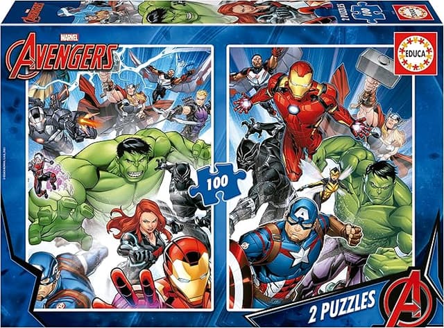 Detalle de Educa - 2 Puzzles Avengers Marvel 100 Piezas, 40x28 cm 🧩