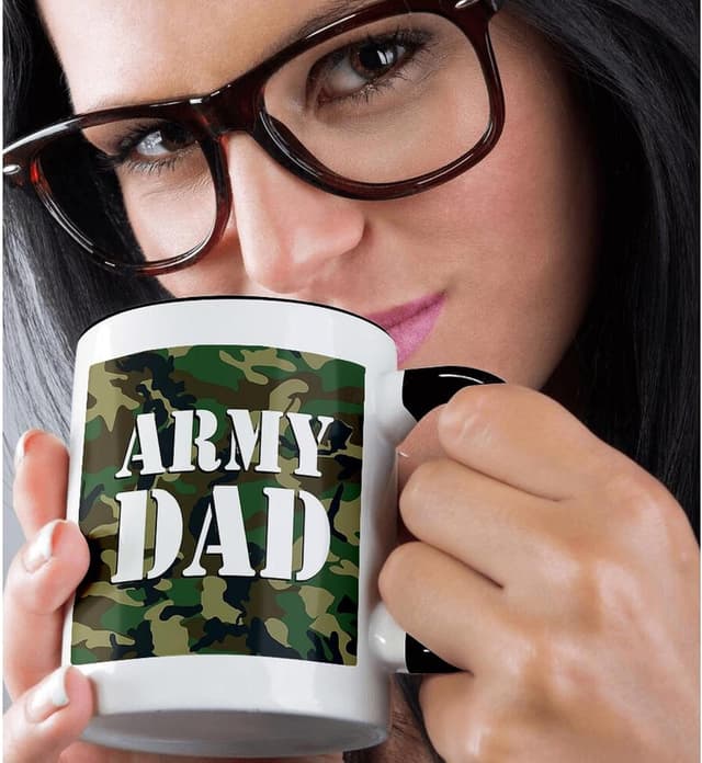 Detalle de 3dRose Army Dad Green Camouflage Two-Tone Black 11oz Mug