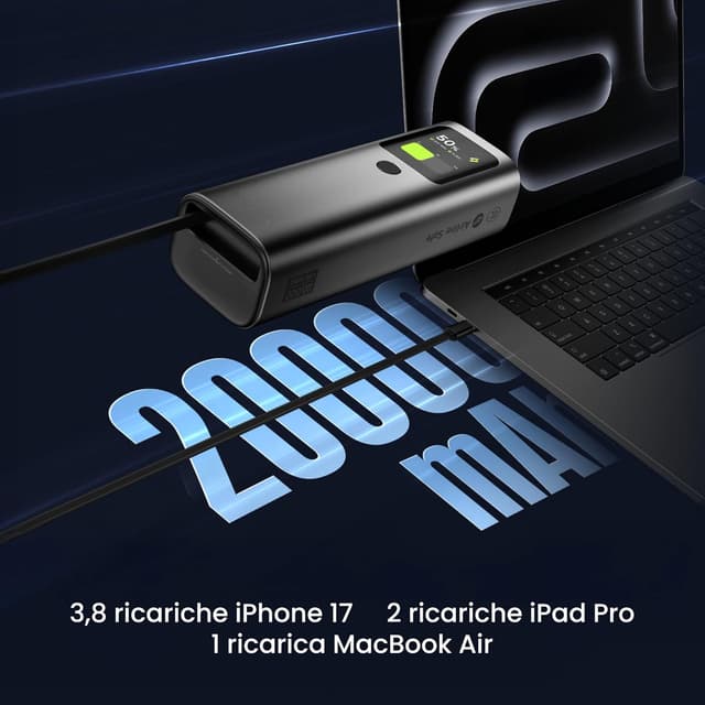 Thumbnail 6 de Sharge Retractable 165 Power Bank 165W da 20.000 mAh con cavo retrattile e display TFT