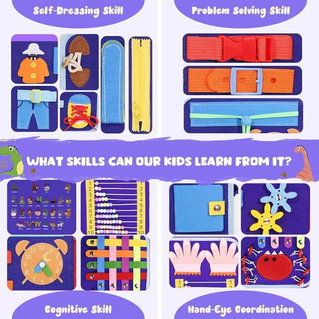 Detalle 2 de Montessori busy board sensory toy 18 activities