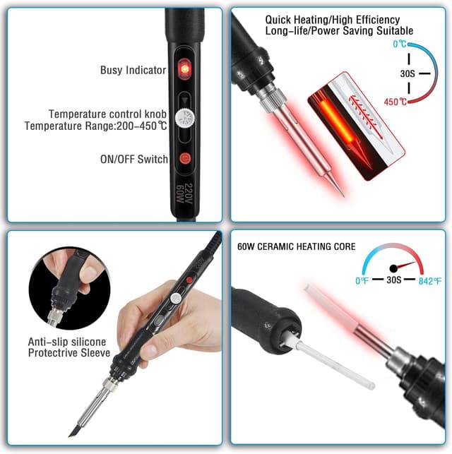 Detalle de XODMAO soldering iron kit 60W 200 450℃