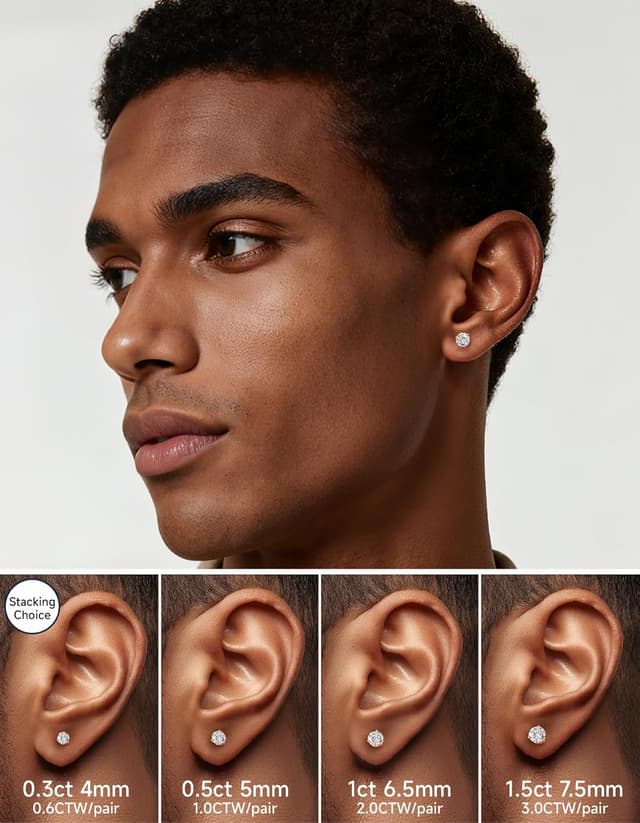 Detalle 2 de MomentWish Moissanite Ohrstecker aus 925 Sterlingsilber (Rosegold 585 vergoldet), hypoallergen