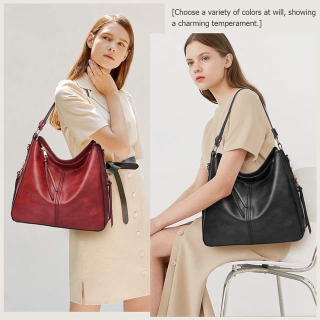 Detalle de Lifetooler hobo bag and purse set for women – PU leather crossbody/shoulder tote, large work & travel bag