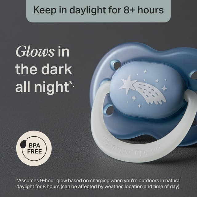 Detalle de Tommee Tippee NightGlow Dummy (18-36 Months) – 4 Pack, Glow in The Dark